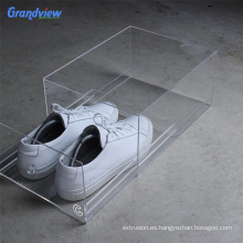 Caja de zapatos de pantalla acrílico transparente de color transparente al por mayor para una marca de alto nivel